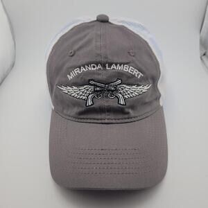 Miranda Lambert Hat Cap Strap Back Gray White Trucker Mesh Embroidered Mens